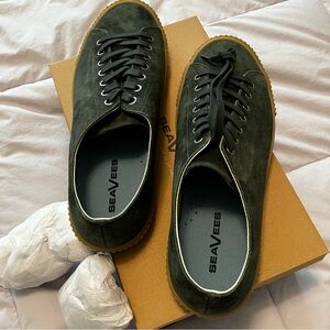 SeaVees Men's Olive Green Suede Sneakers with Gum Sole